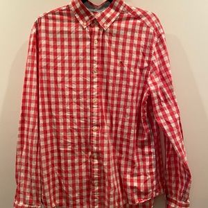 Red Plaid MENS Plaid Dress Shirt Size Large